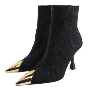 Zara Black Boots with Gold Toe